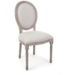 2x Sedia bianco naturale in tessuto imbottito stile classico