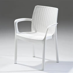 Poltrona balii in Resina Antiurto Effetto Polirattan Bianco 58x55x83 cm