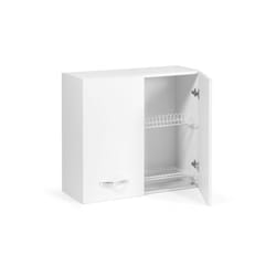 Pensile scolapiatti per cucina Bianco Frassinato Cm 80x32xH 72 con 2 ante