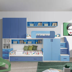 Cameretta soppalco bianco e blu 403x92x259