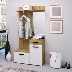 Mobile ingresso Mosso MO6 colore rovere e bianco Il mobile ingresso Mosso MO6 è un'ottima soluzione per organizzare il tuo sp ...