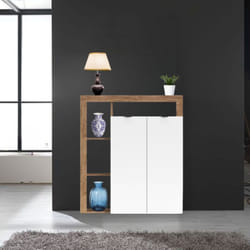 Iperbriko - Credenza rovere tabacco e bianco 108x41x126