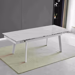 Tavolo allungabile Presena in ceramica colore bianco effetto marmo e gambe metallo bianche Scopri il tavolo allungabile Prese ...