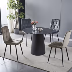 Tavolo rotondo Lauren in ceramica colore nero con venature oro e gamba metallo nero Descrizione: Il tavolo rotondo Lauren è u ...