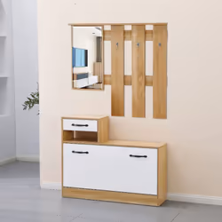 Mobile ingresso Rudolf XL bianco effetto lucido e rovere con maniglie nere Il mobile ingresso Rudolf XL è un elegante complem ...