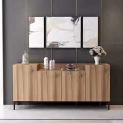 Madia Ellaria 4 ante noce 160x42x75h La madia Ellaria è un elegante mobile a 4 ante, realizzato in materiale truciolare con u ...