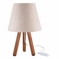 Lampada da tavolo Pino ASZ1452 con piantana colore noce e paralume in tessuto beige La lampada da tavolo Pino ASZ1452 è un el ...