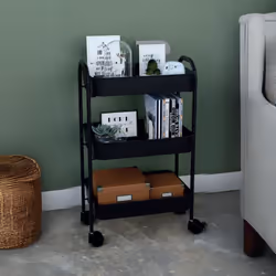 Carrello service multiuso Tier 3 ripiani con rotelle in metallo nero Scopri il carrello service multiuso, un accessorio prati ...
