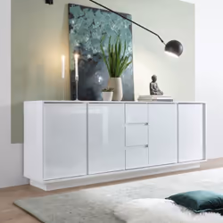 Madia Ice 4 ante e 3 cassetti colore bianco lucido Scopri la madia Ice, un elegante mobile contenitore con 4 ante e 3 cassett ...