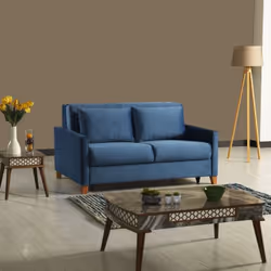 Divano letto Calion contenitore in Twist 12 light blue con piedi in legno Il divano letto Calion è un'ottima soluzione per ch ...