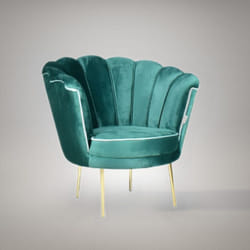 Iperbriko - Poltrona Orel in velluto verde scuro e piedini oro H76xL70xP70