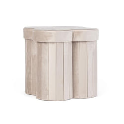 4x Pouf beige 40x40x40 in velluto