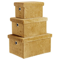 Iperbriko - 3x Scatola rettangolare ocre 24x17x14h, 29x23x16h, 36x26x18h