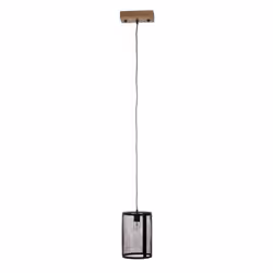 Descrizione Lampadario elegante di dimensioni 20x170 cm, realizzato in metallo con una base in legno di mango e paralume in a ...