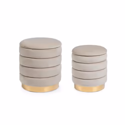 Pouf contenitore Darina beige Il pouf contenitore Darina beige è un complemento d'arredo elegante e funzionale, ideale per og ...
