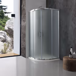 Cabina doccia con forma semicircolare e vetro opaco, apertura scorrevole 90x90 cm La collezione di box per doccia Genova si p ...