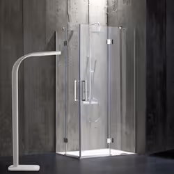 Box doccia 80x100 cm con apertura a battente, cristallo temperato 6 mm e senza telaio La doccia che viene qui introdotta fa p ...