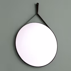 Specchio bagno design con supporto e cornice in pelle nera Perché accontentarsi di un banale specchio per il bagno quando si ...