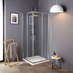 Box doccia anta scorrevole in cristallo 75x75 angolare Box doccia scorrevole in cristallo quadrato da 75 cm, angolare e con i ...