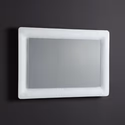 Specchio con cornice bianca in vetro fuso con graniglia installazione da parete Una specchio dalle linee moderne e raffinate, ...
