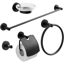 Set di 5 accessori bagno a muro nero opaco