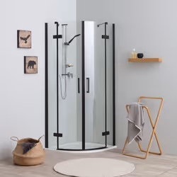 Box doccia angolare 80x80 h190cm senza profili nero opaco Il box doccia angolare 80x80 con apertura a battente e senza profil ...