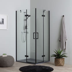 Cabina doccia nera 90x70 vetro trasparente
