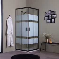 Cabina doccia quadrata 70x70 h190cm profili nero opaco vetro serigrafato La cabina doccia 70x70 della serie Cielo si caratter ...