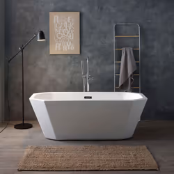 Vasca freestanding in acrilico bianco forma ottagonale Una moderna vasca da bagno in acrilico bianco dal design moderno per r ...