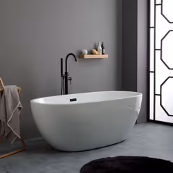 Vasca da bagno ovale in acrilico centro stanza Tutto il fascino di una vasca da bagno centro stanza per rendere l'arredamento ...