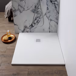 Piatto doccia 90x90 quadrato in resina effetto pietra Il piatto doccia 90x90 in resina bianco effetto pietra della collezione ...
