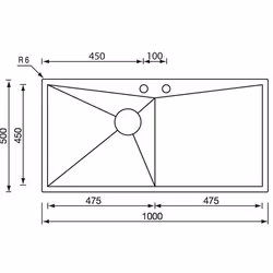 CM space 100 x 50 1V Lavello ad incasso Rettangolare Acciaio inox - Vista aggiuntiva 2