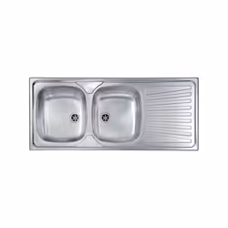 Lavello serie "Mondial" cm 116x50 due vasche sinistre e gocciolatoio, foro 3", incasso standard, foro incasso cm 113,5 x 47,5 ...