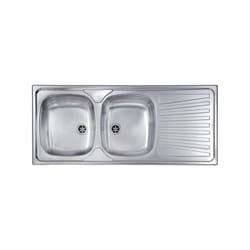 Lavello mondial 116x50 2 vasche sinistre+ gocciolatoio acciaio inox