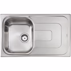 Lavello serie "Pizzica" cm 79x50 vasca sinistra e gocciolatoio, foro 3", incasso standard, foro incasso cm 77,0 x 48,0 , acci ...