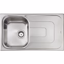 Lavello serie "Pizzica" cm 86x50 vasca sinistra e gocciolatoio, foro 3", incasso standard, foro incasso cm 83,5 x 47,5 , acci ...