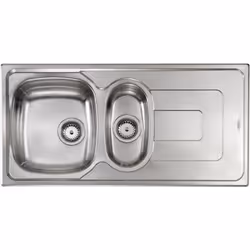 Lavello serie "Pizzica" cm 100x50 due vasche destre e gocciolatoio, foro 3", incasso standard, foro incasso cm 97,5 x 47,5 ,  ...