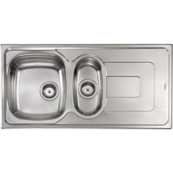 Lavello pizzica 100x50 2 vasche destre+ gocciolatoio acciaio inox