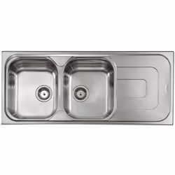 Lavello serie "Pizzica" cm 116x50 due vasche sinistre e gocciolatoio, foro 3", incasso standard, foro incasso cm 113,5 x 47,5 ...