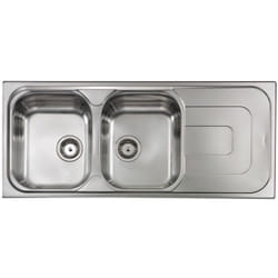 Lavello pizzica 116x50 2 vasche sinistra+ gocciolatoio acciaio inox