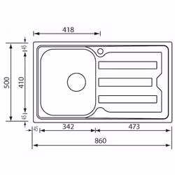 CM Сristal 86 x 50 1V Lavello montato su piano Rettangolare Acciaio inox