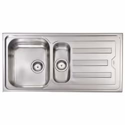 CM Cristal 100 x 50 2V, Lavello montato su piano, Rettangolare, Acciaio inox, Acciaio inox, 2 ciotole, Rettangolare