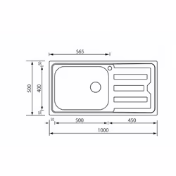 CM Cristal 100 x 50 1V Lavello montato su piano Rettangolare Acciaio inox
