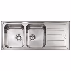 CM Cristal 116 x 50 2V, Lavello montato su piano, Rettangolare, Acciaio inox, Acciaio inox, 2 ciotole, Rettangolare