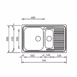 CM Matico 79 x 50 2V Lavello ad incasso Rettangolare Acciaio inox - Vista aggiuntiva 2