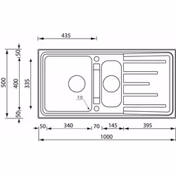 CM brando 100 x 50 2V Lavello ad incasso Rettangolare Acciaio inox