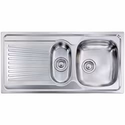 CM Mondial 100 x 50 2V, Lavello ad incasso, Rettangolare, Acciaio inox, Acciaio inox, 2 ciotole, Rettangolare
