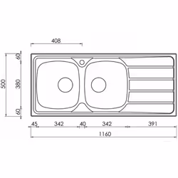 CM universal 116 x 50 2V Lavello ad incasso Rettangolare Acciaio inox - Vista aggiuntiva 2