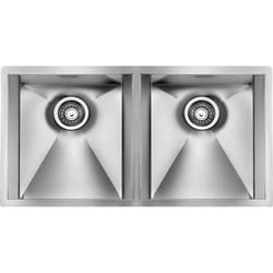 Lavello FOCUS 3" 2 vasche ACCIAIO INOX INCASSO SLIM 87,5X45 prof.19