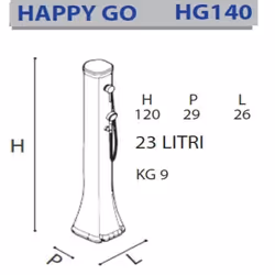 Doccia Solare Bassa Happy Go 23Lt In Polietilene Con Doccetta Mobile Colore Fuxia Cv-Hg140/4003